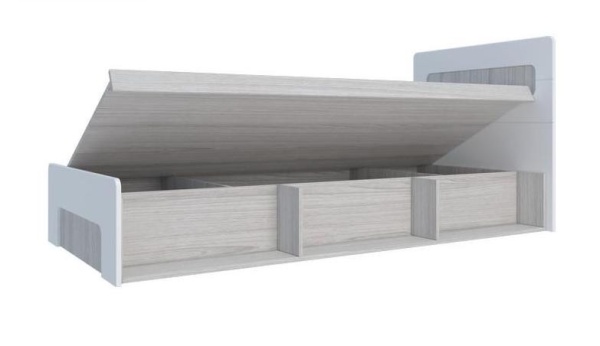 Кровать Палермо №1 с Подъемным Механизмом МДФ Ясень Шимо Светлый/ фасад Белый Глянец