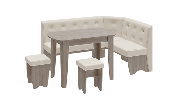 Кухонный уголок «Барселона» Дуб Сонома Трюфель/Кожзам Бежевый